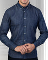 Chemise en jean bleu foncé 