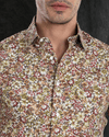 Olive Green Maroon prints on White
