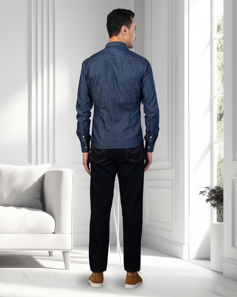 Chemise en jean bleu foncé 