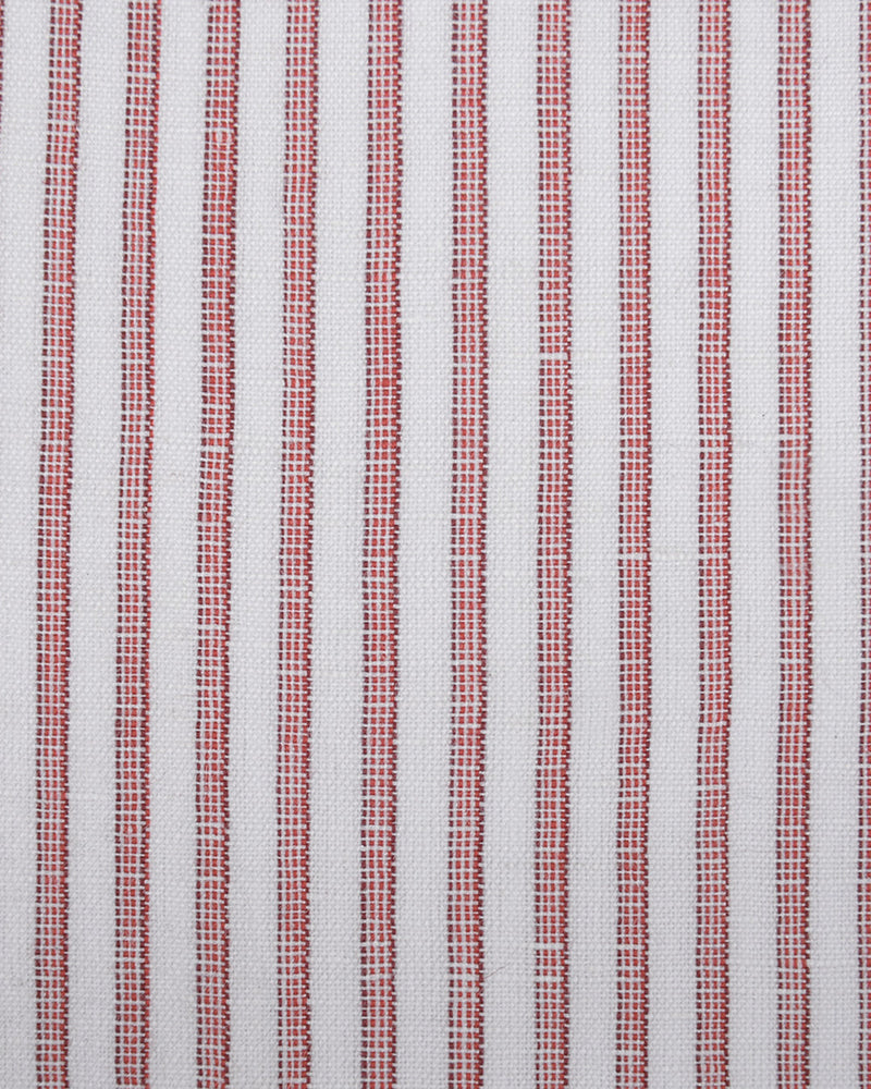 Cotton Linen: Red Candy Stripes On white