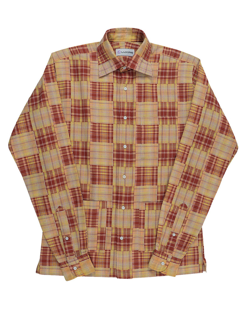 Été doux et lumineux : Écusson Madras rouge et jaune