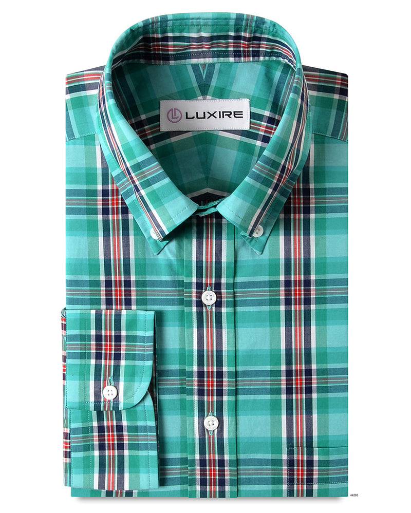 Sea Green Navy Red Madras-Karos