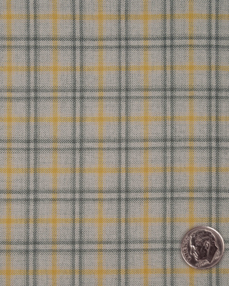 EThomas Tan Gris Tartan Plaid 130s Laine