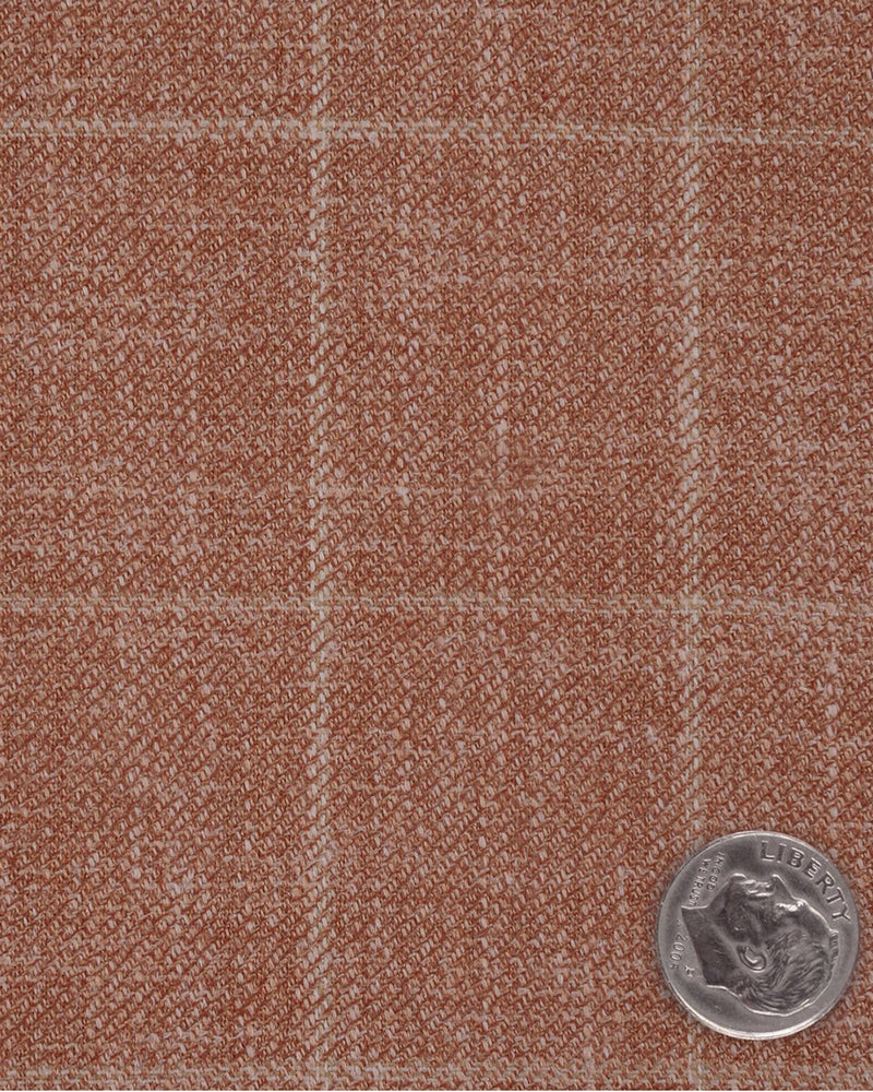 EThomas Lustrous Ginger Orange Windowpane Plaid Jacket