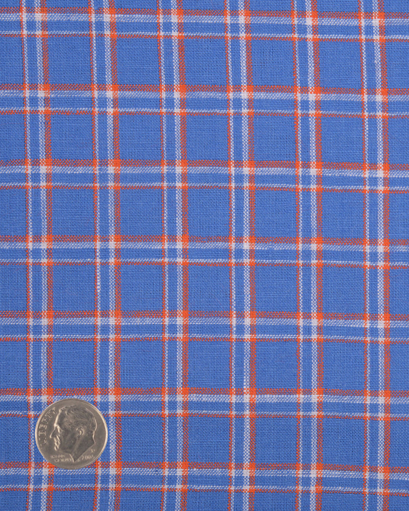 Leinen: Orange, Weiß, Kornblumenblau, Tartan-Karos