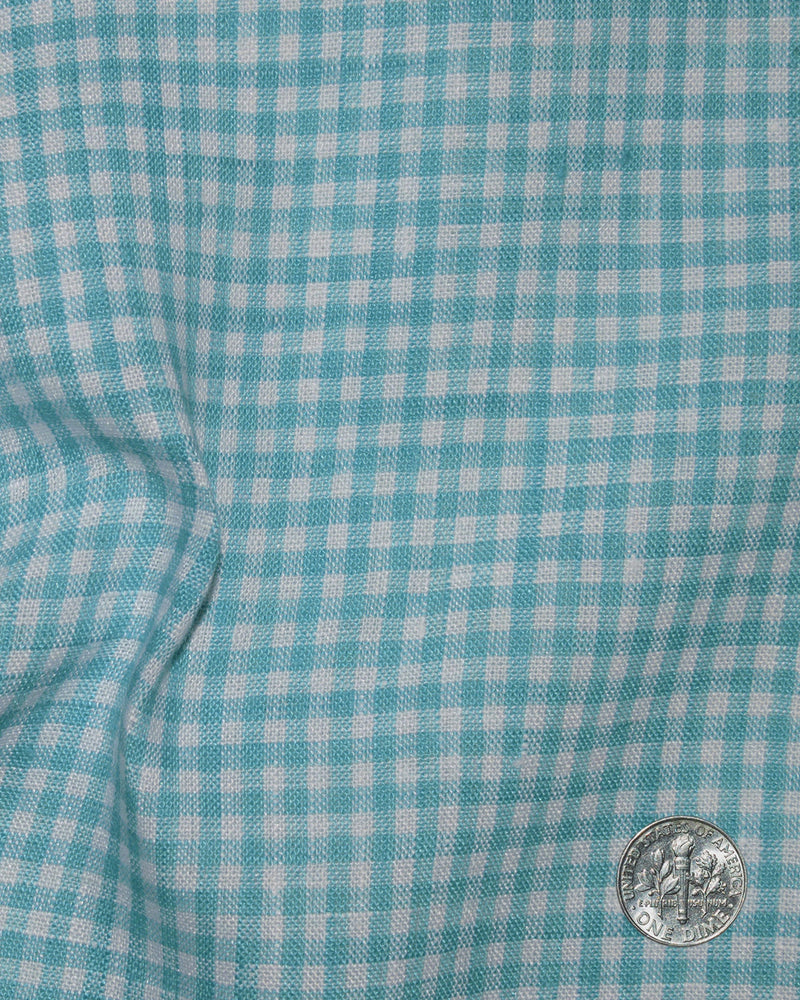 Lin : Mini vichy bleu turquoise