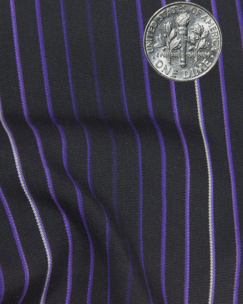 Abendhemd: Violette Shawdow-Streifen auf Marineblau