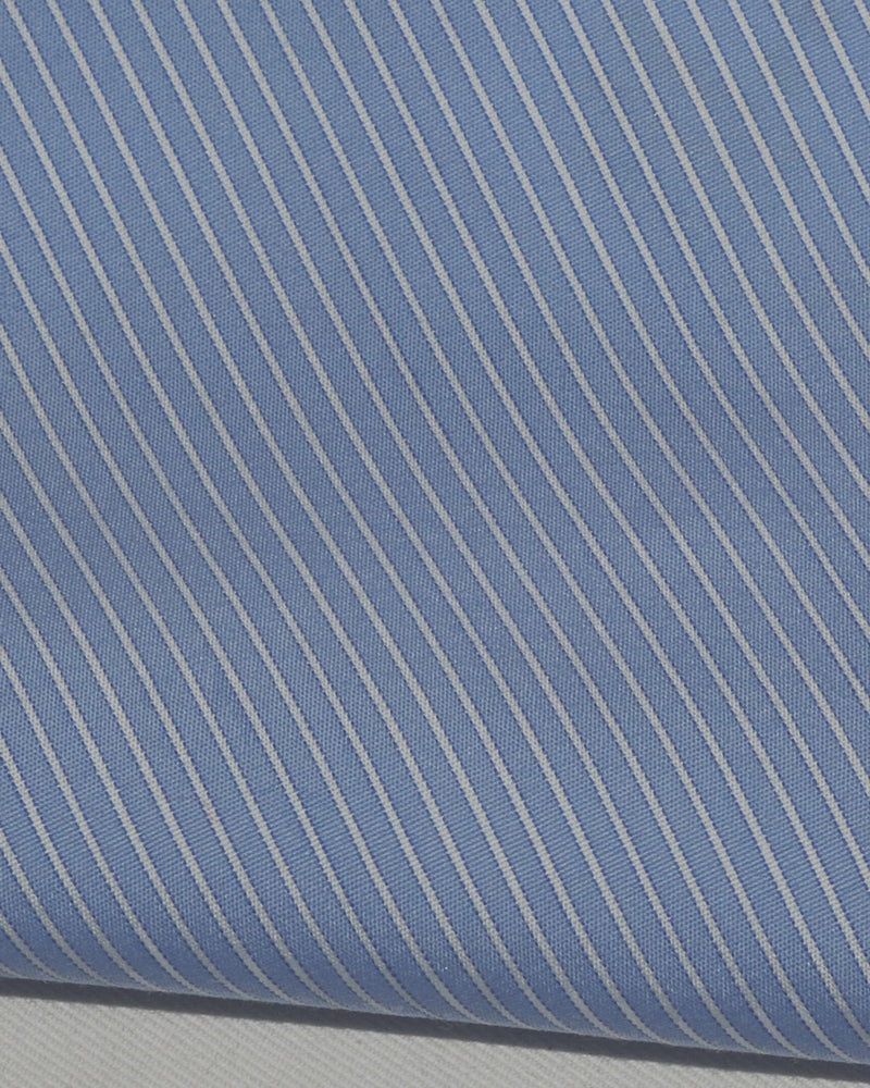 Sic-Tess White Blue Pencil-Stripes With Silk