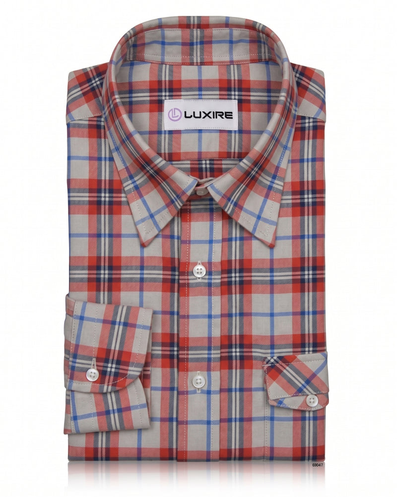 Red Navy Cream Twill Madras Checks