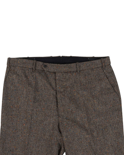 Holland & Sherry Tweed Wool Multicolor Brown Tint - Pink With Blue Orange Point Tweed