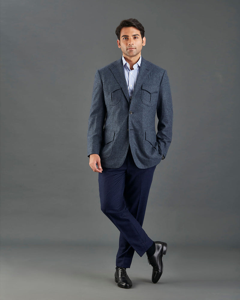 Ethomas preußisch blaue Harringbone-Jacke