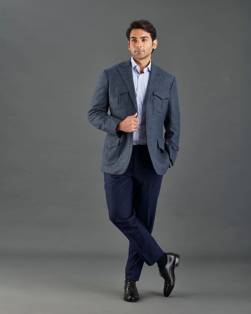 Ethomas preußisch blaue Harringbone-Jacke