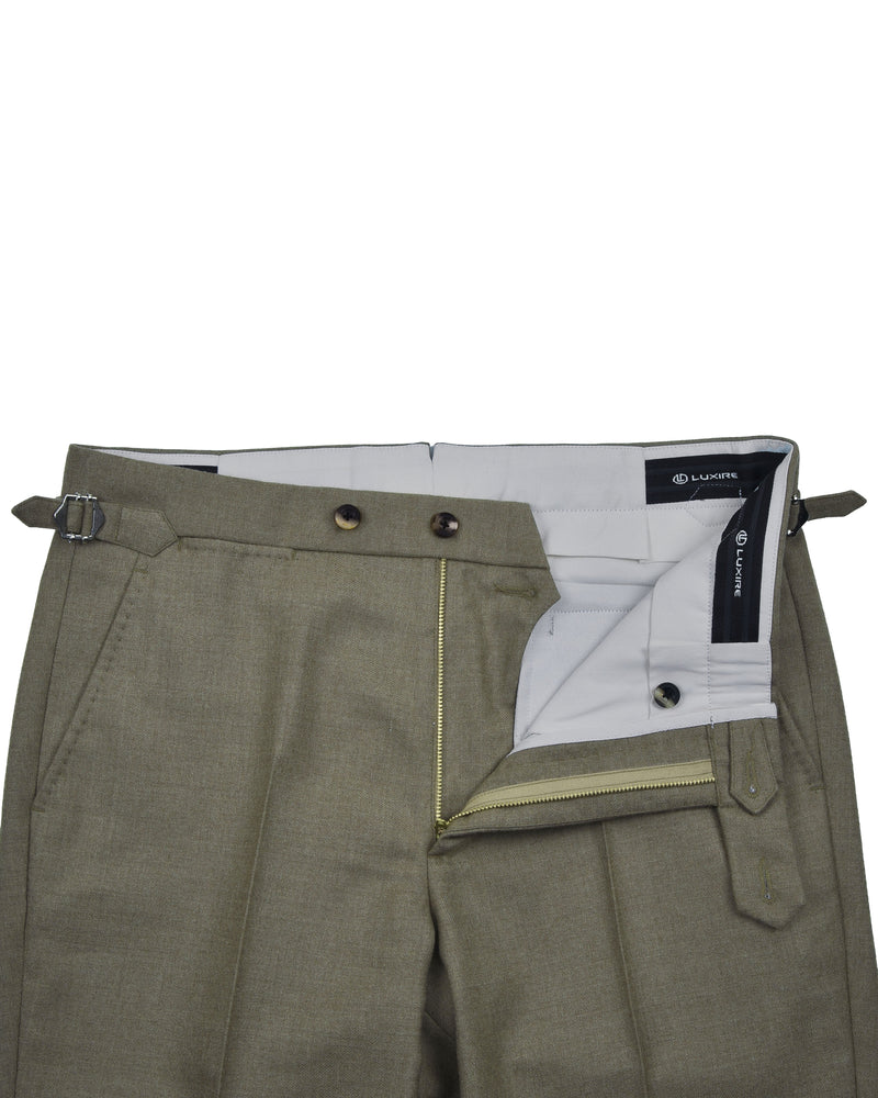 Dugdale Olive Wool Flannel Dress Pant
