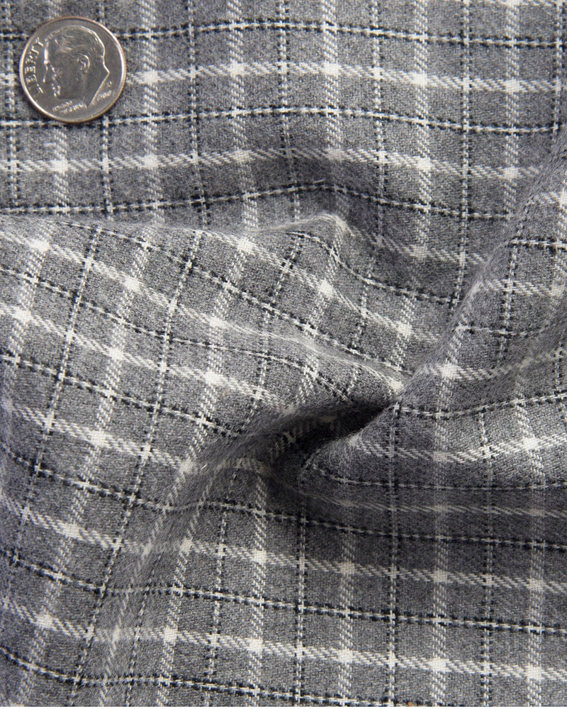 Grau-weißer Tattersall-Flanell