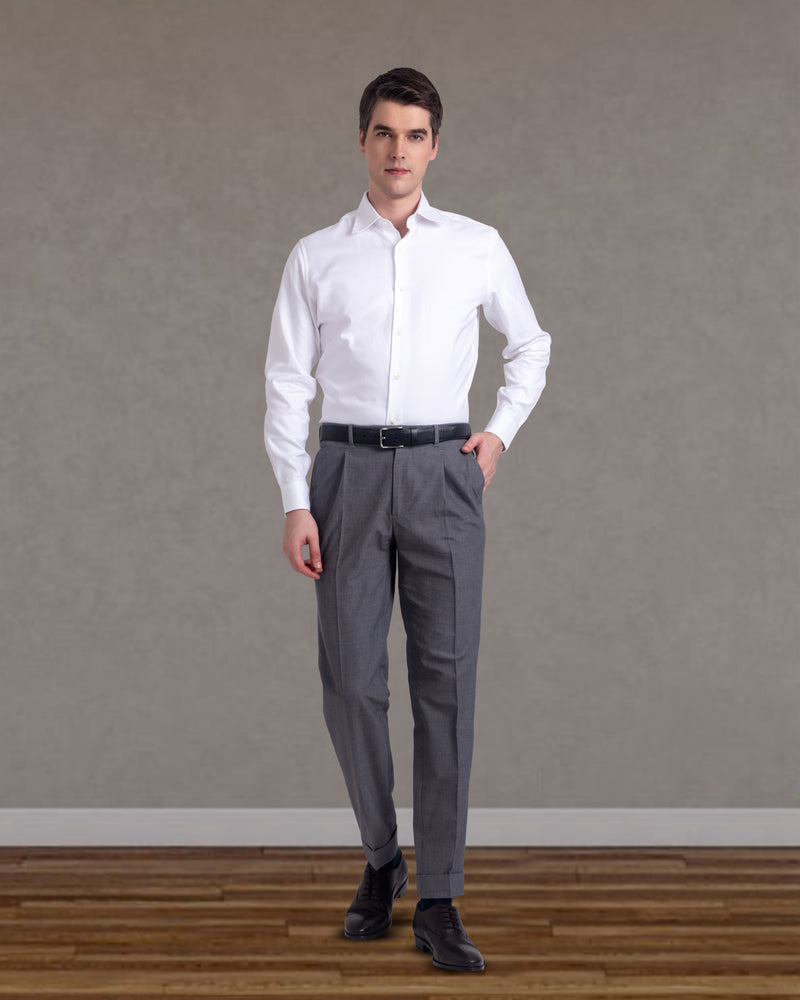 Chemise en sergé blanc Monti à motif diagonal