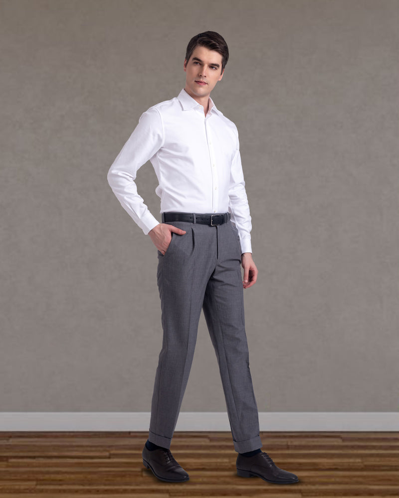 Chemise en sergé blanc Monti à motif diagonal