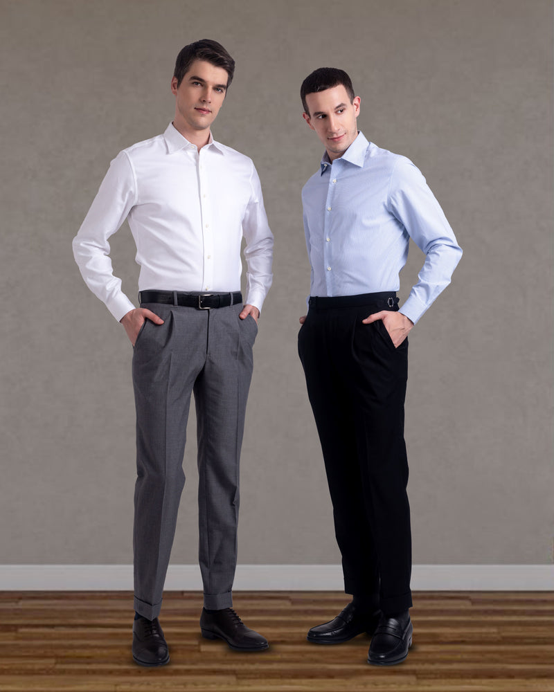 Chemise en sergé blanc Monti à motif diagonal
