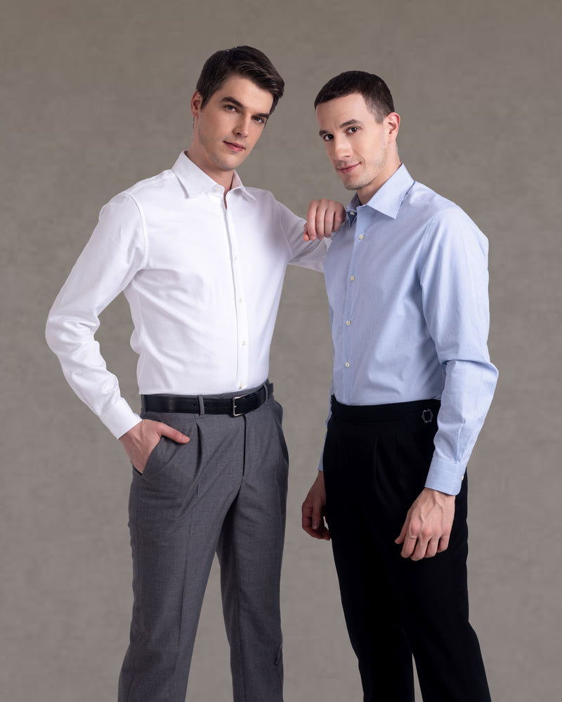 Chemise en sergé blanc Monti à motif diagonal