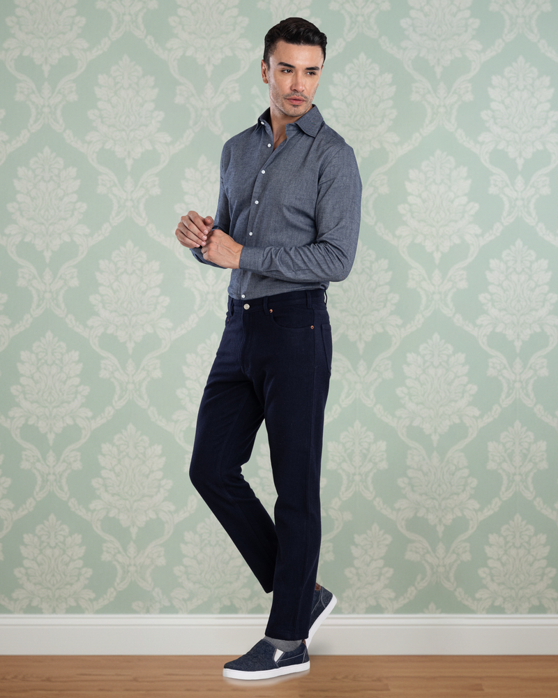 Navy Wool Jeans