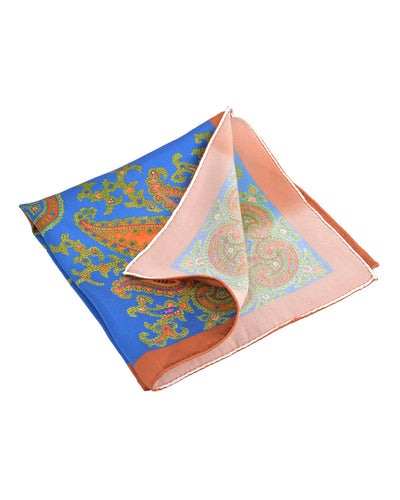 Pocket Square- Paisley Creeper On Blue