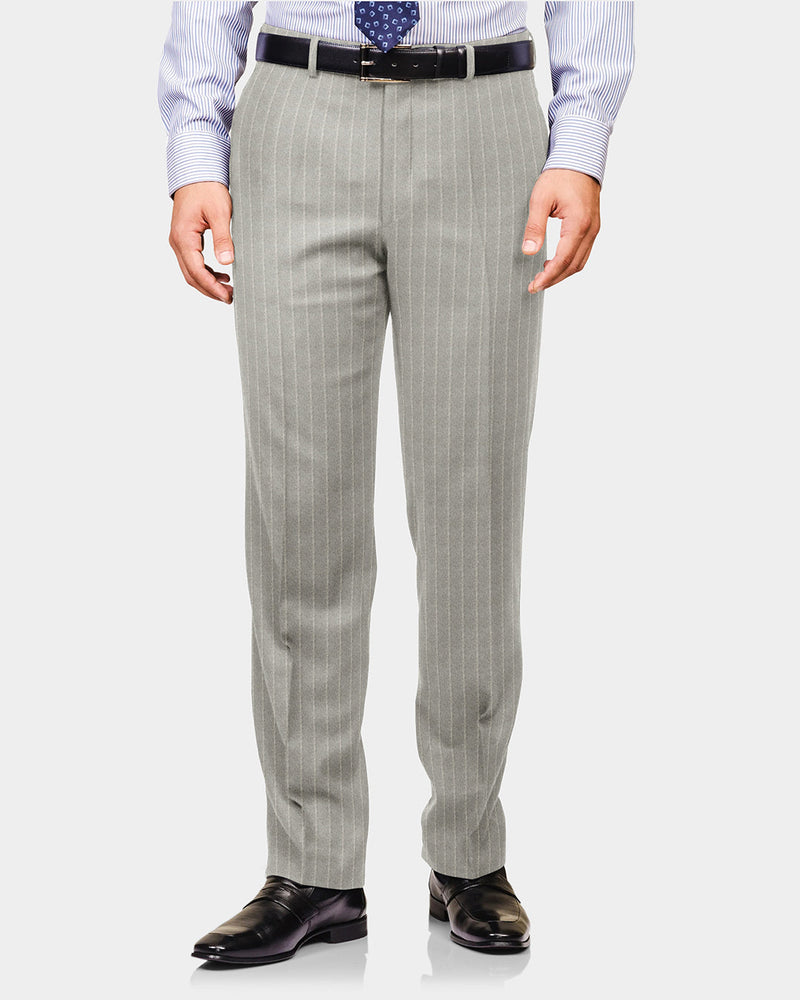 Pantalon en flanelle gris clair à doubles rayures VBC