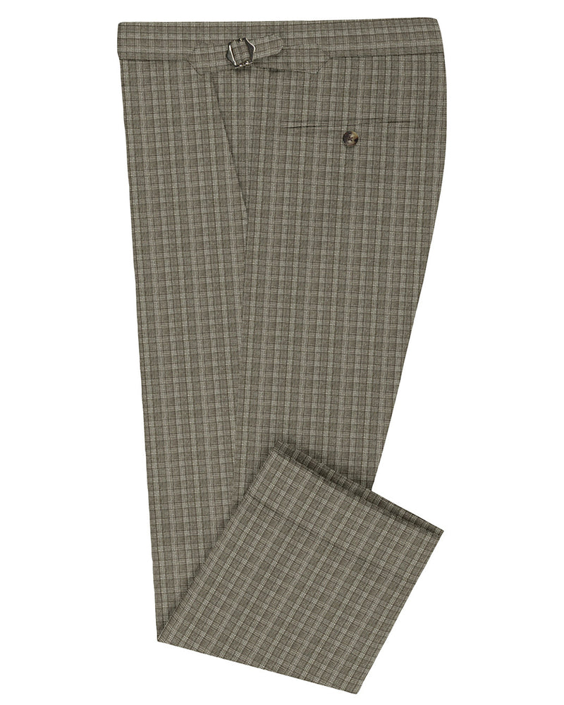 Scabal Hose aus olivgrünem Tattersall-Karo aus Leinen