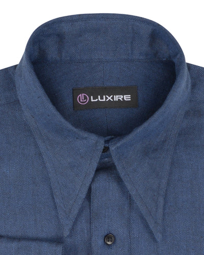 Linen: Lustrous Navy Herringbone