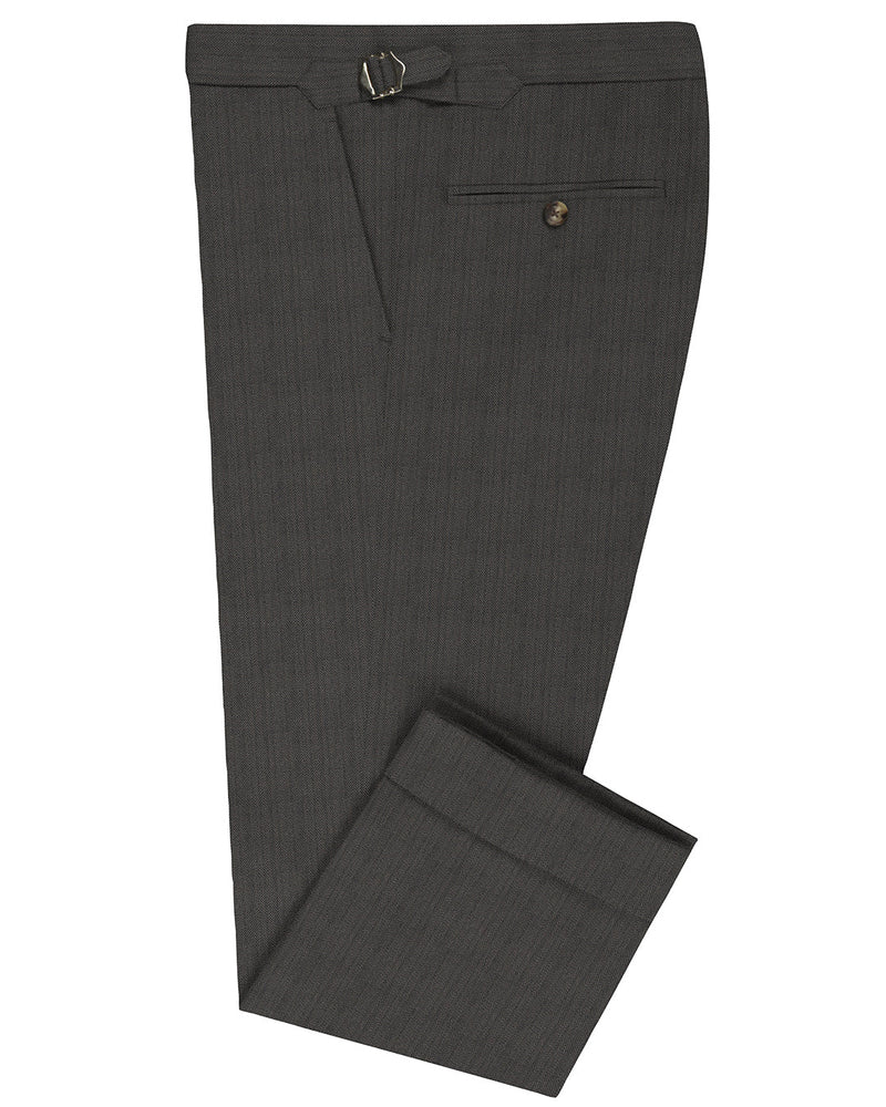 Performance-Chino: Graues Fischgrätenmuster