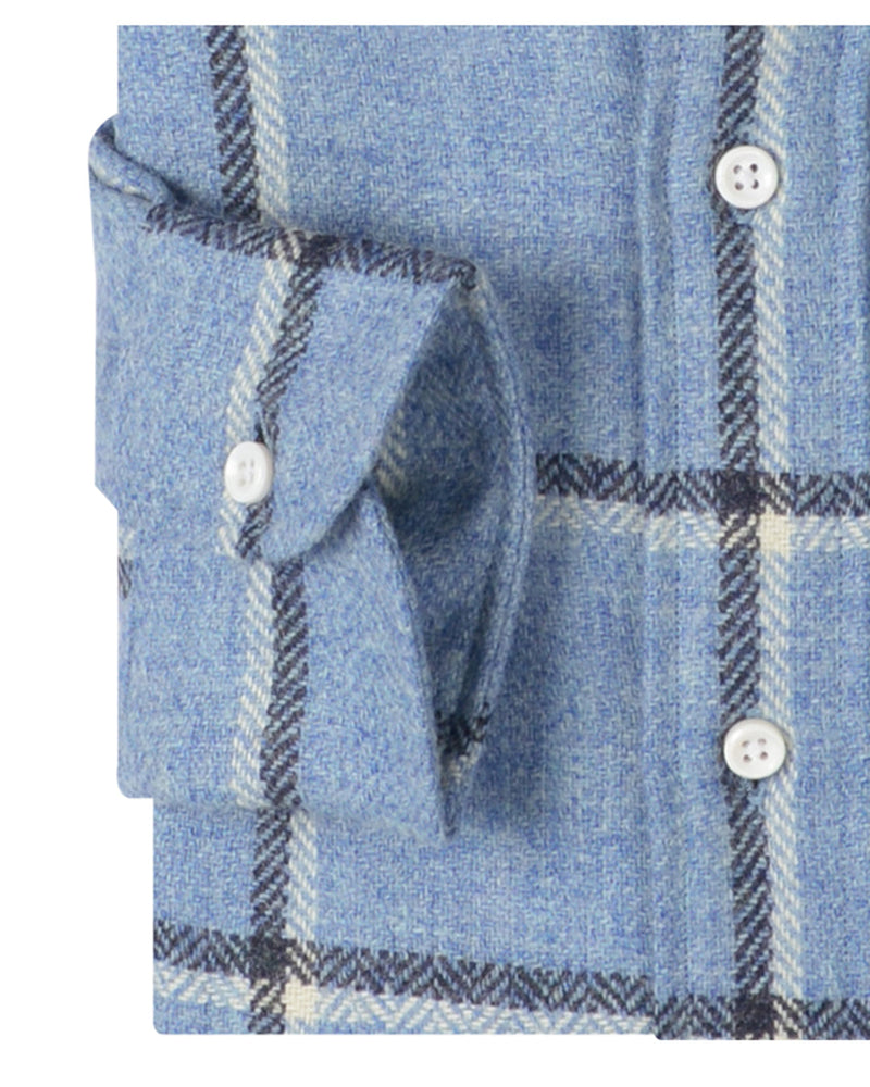 Dugdale Hellblaues Fensterscheiben-Tweed-Hemd