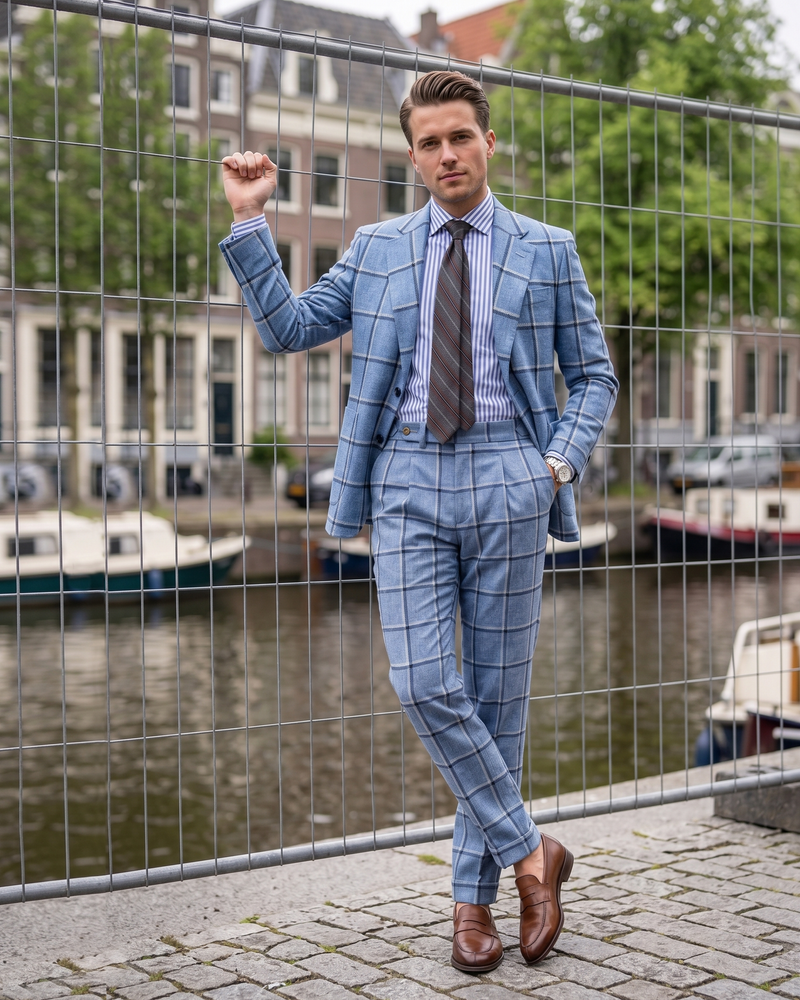 Dugdale Hellblauer Fensterscheiben-Tweed