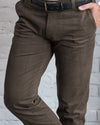 Performance Chino: Brown Herringbone