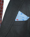 Einstecktuch mit rot-blauem Paisley-Stickereimuster
