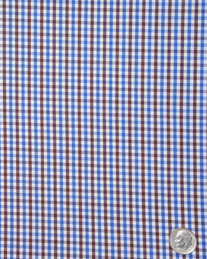 Blue Brown White Gingham Checks