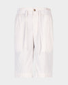 Light Beige & White Seersucker Stripes Shorts