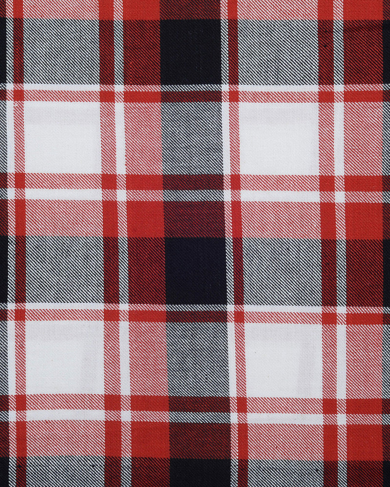 Mutiges Twill-Rot-Schwarz-Karos auf Weiß