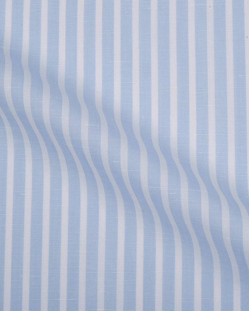 Brembana Sky Blue Slub Awaning stripes Shirt