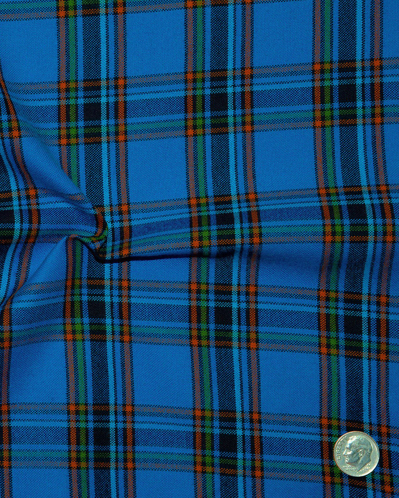 Blau, Schwarz, Dunkelorange, Grün, Tartan-Karos