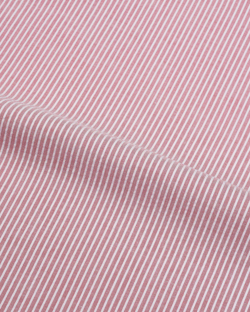 Pullover Shirt in Pale Red White Pin Stripes Seersucker