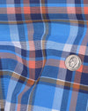 Blaues Pfirsich-Marine-Madras-Karos