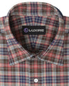 Chemise de travail en flanelle Madras rose ciel marron marine