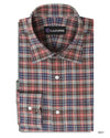 Chemise de travail en flanelle Madras rose ciel marron marine