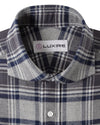 Dark Gull Grey Navy Plaid Flannel Work Shirt