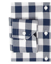 Sergé doux à carreaux vichy bleu marine et blanc