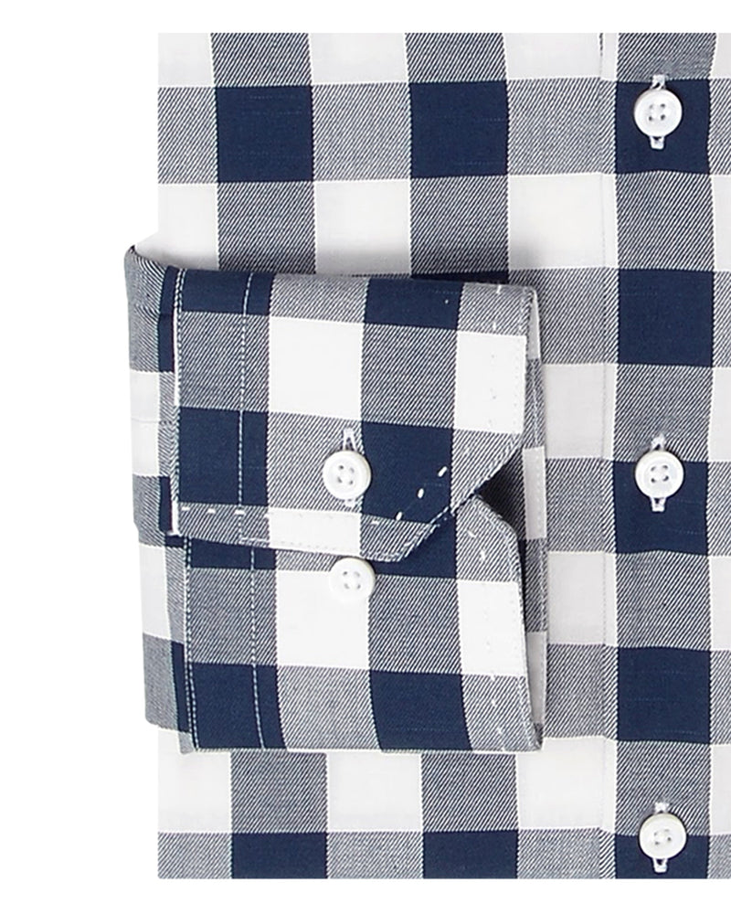 Sergé doux à carreaux vichy bleu marine et blanc