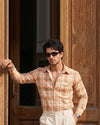 Orange Turquoise Cream Madras Checks Twill
