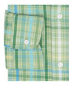 Blau Grün Gelb Madras Seersucker