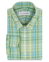 Blau Grün Gelb Madras Seersucker