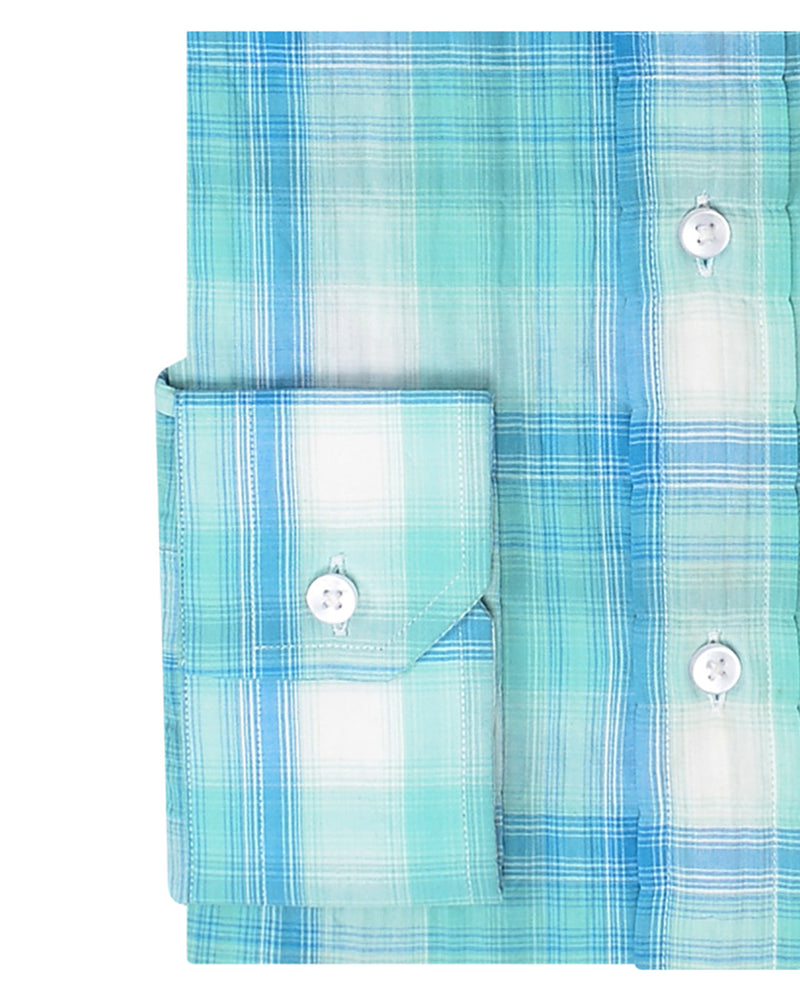 Seersucker à carreaux Madras bleu clair turquoise d'été