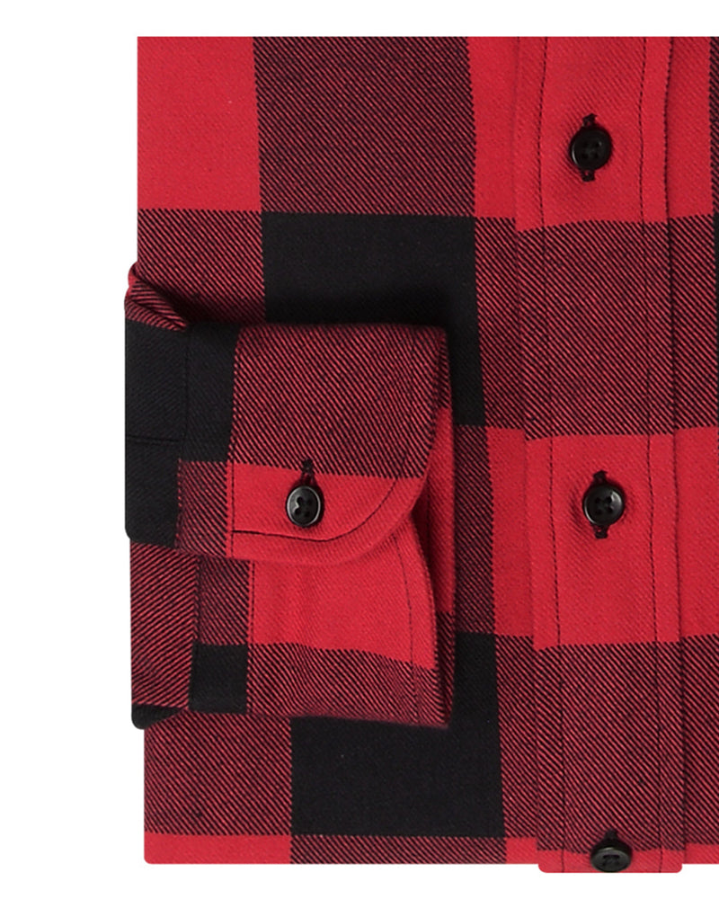 Roter schwarzer großer karierter Flanell