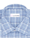 Zegna: Light Blue Tartan Checks Seersucker